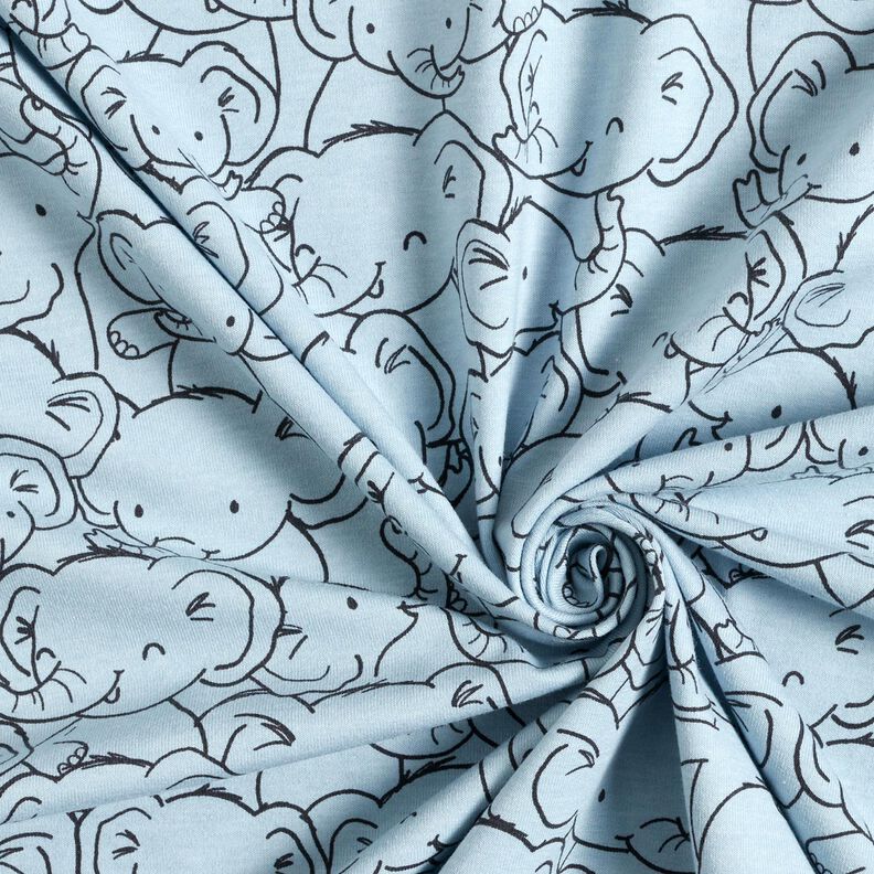 Cotton Blend Jersey Elephant swarm – silver blue, image number 3