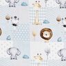 Decor Fabric Cotton Twill Baby jungle animals Digital Print – white/light blue,  thumbnail number 1