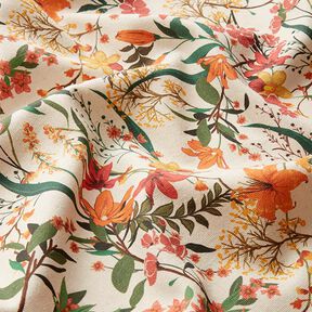 Decorative fabric, half Panama, floral – apricot/natural, 