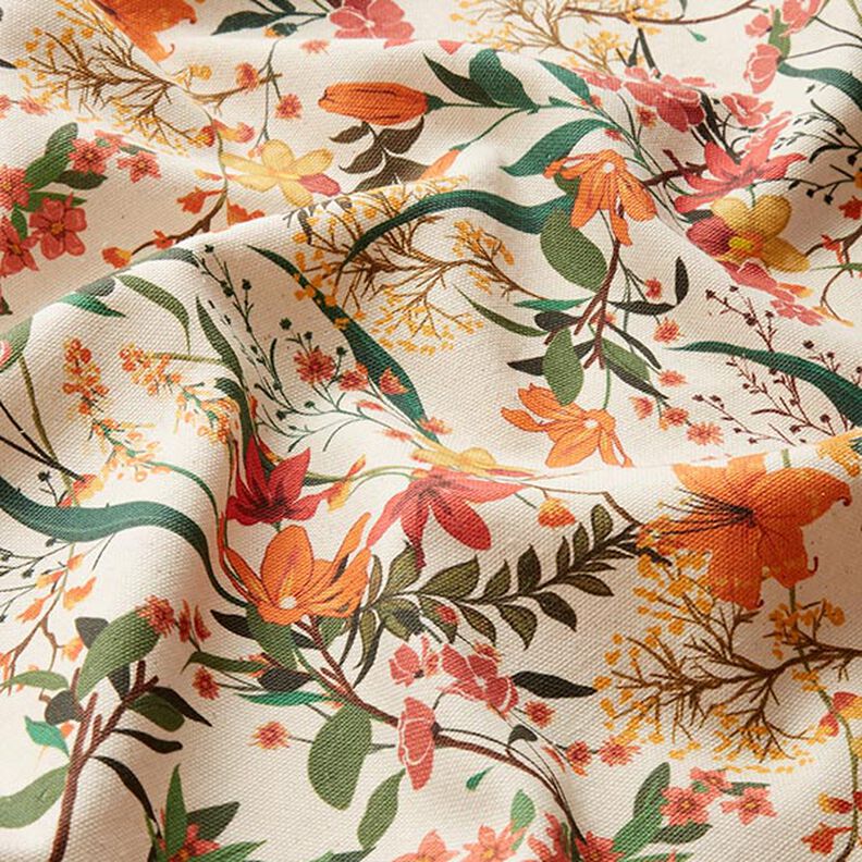Decorative fabric, half Panama, floral – apricot/natural, image number 2