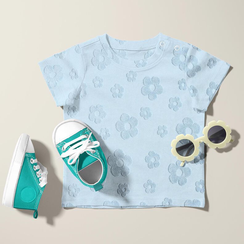 terry cloth jersey Flowers – silver blue,  image number 6