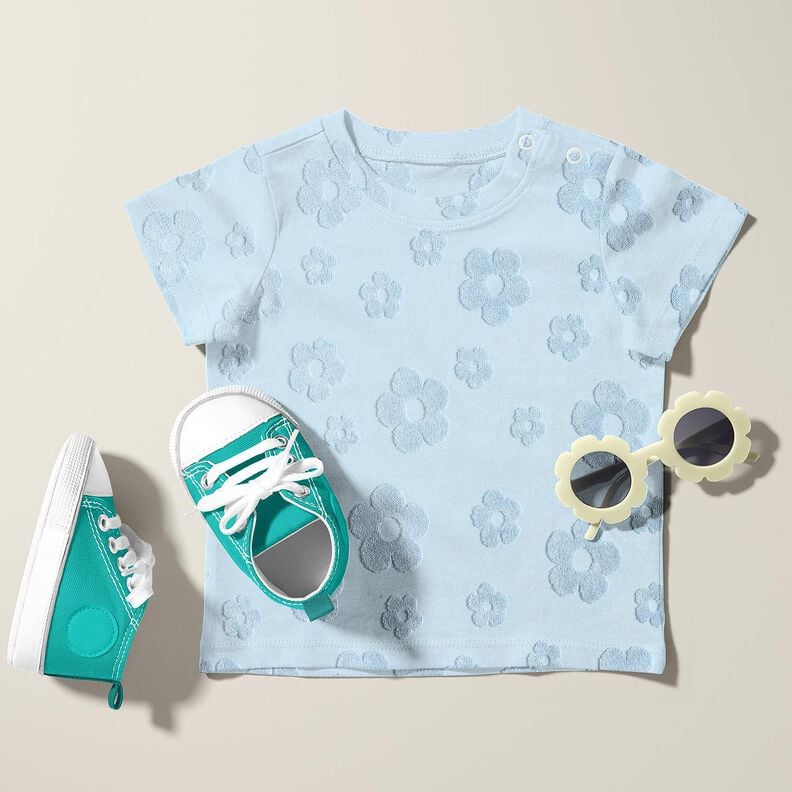 terry cloth jersey Flowers – silver blue, image number 6