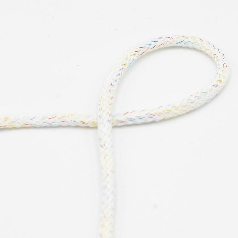 Cotton cord Lurex [Ø 5 mm] – white,  image number 1