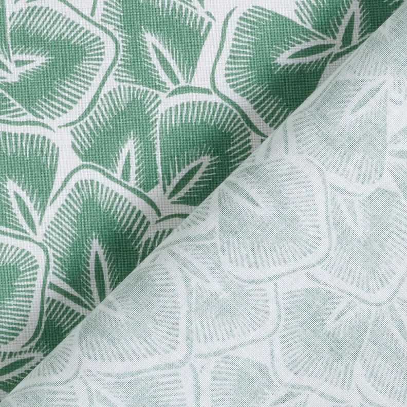 Cotton Cretonne Abstract leaves – sage/ivory,  image number 4