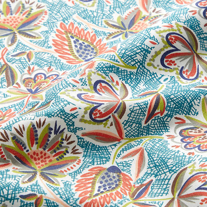Cretonne Ethnic Leaves – petrol,  image number 3