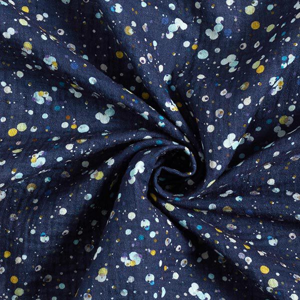 GOTS Double Gauze/Muslin Colourful Polka Dots Digital Print| by Poppy – navy blue,  image number 3