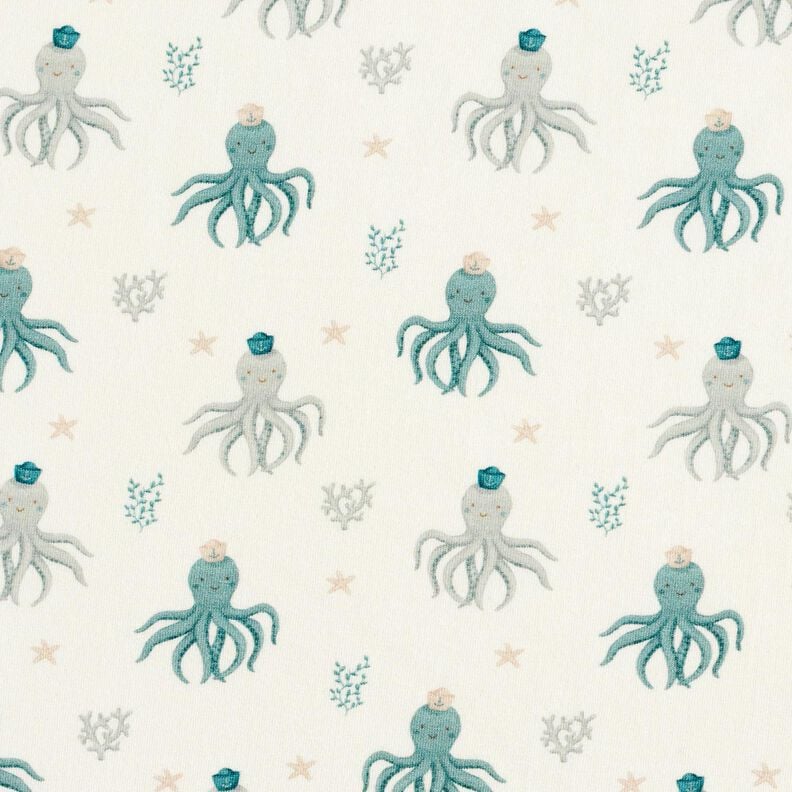 Cotton Jersey happy squids Digital Print – offwhite, image number 1