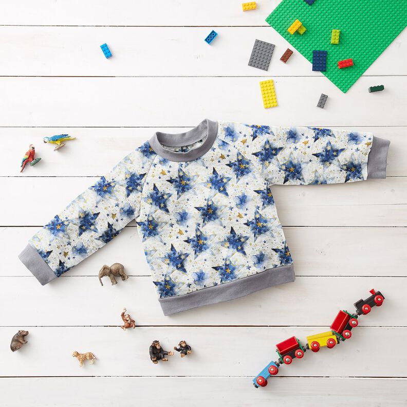 Alpine Fleece watercolour stars – natural/indigo, image number 5
