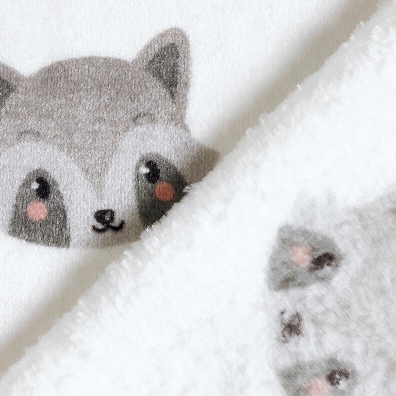 Cosy Fleece cute raccoons – ivory/dark grey, image number 4