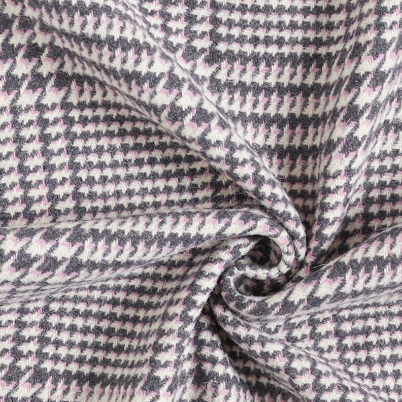 Glen Plaid Coating Fabric – anthracite/pink,  image number 3