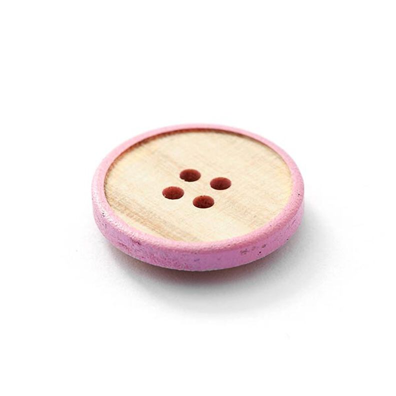 4-Hole Wooden Button  – beige/pink,  image number 2