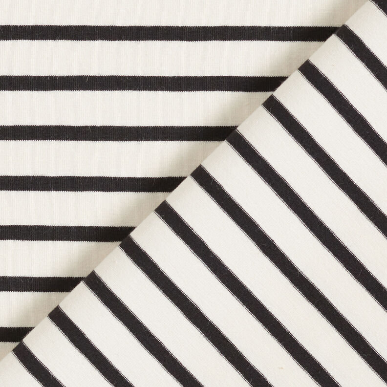 Cotton Jersey Wide and Narrow Stripes – cream/black, image number 4