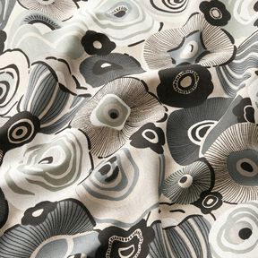 Decor Fabric Half Panama abstract blooms – natural/grey, 
