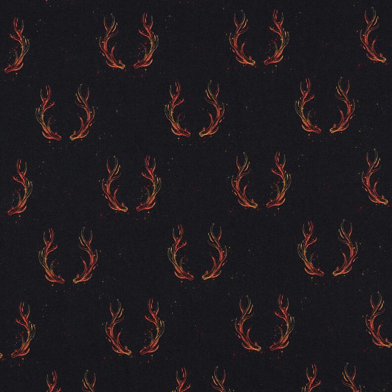 French terry Panel Fire stag | Glitzerpüppi – black/orange, image number 8