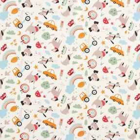 Cotton Poplin Dogs on the move– offwhite, 