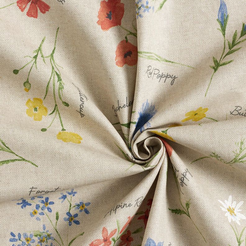 Coated Cotton alpine flowers – natural/blue,  image number 4