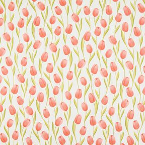 Decor Fabric Half Panama Tulips – ivory/lobster, 