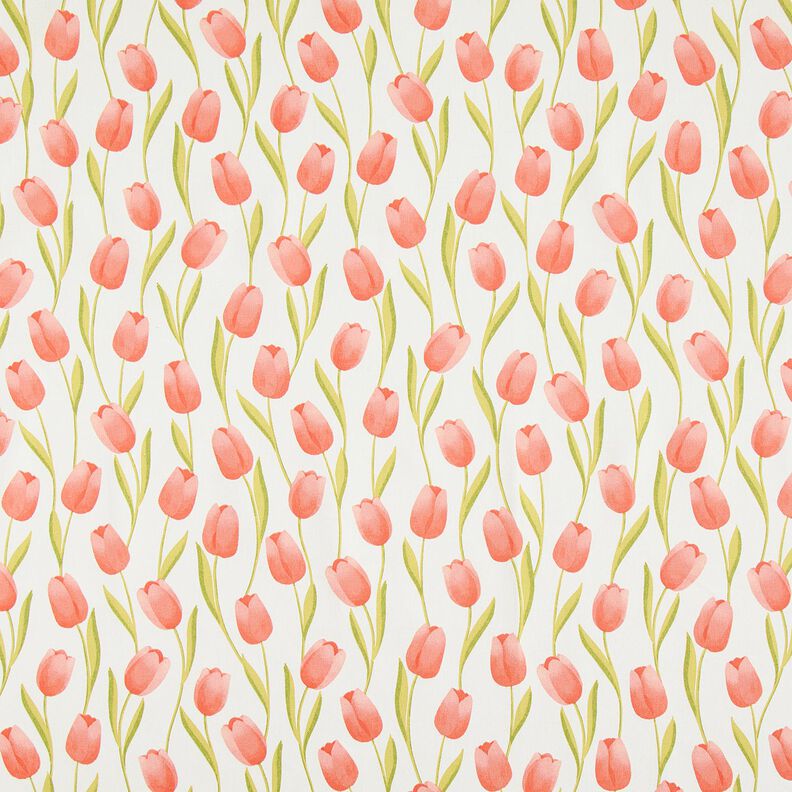 Decor Fabric Half Panama Tulips – ivory/lobster, image number 1