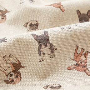 Decor Fabric Half Panama puppies &ndash; natural/grey, 