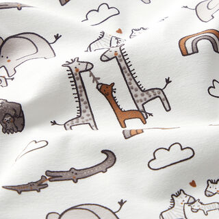 Cotton Jersey steppe animals and rainbows – white, 