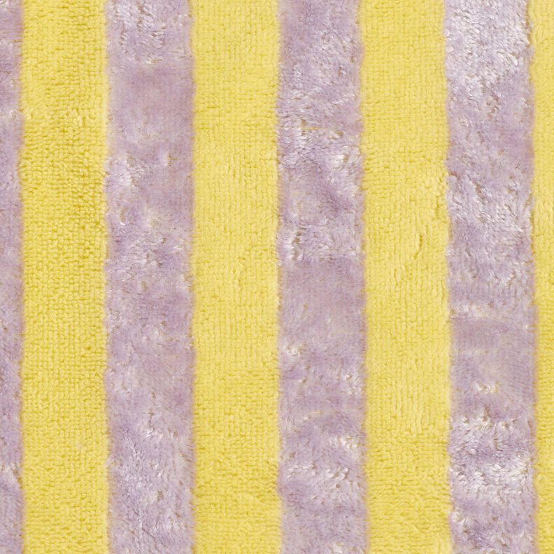 Towelling Fabric Bamboo Block Stripes – yellow/mauve,  image number 1