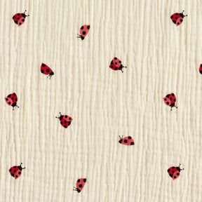 Double Gauze/Muslin cute ladybugs – offwhite, 