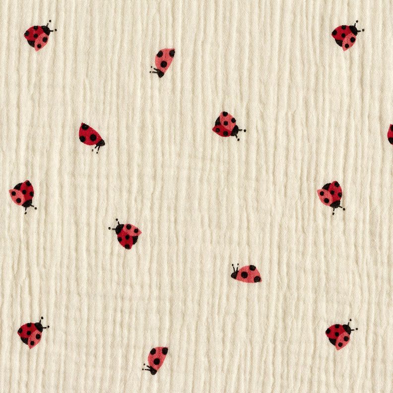 Double Gauze/Muslin cute ladybugs – offwhite,  image number 1