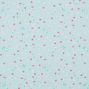 Poplin Hedgehog and Mushrooms – baby blue, 