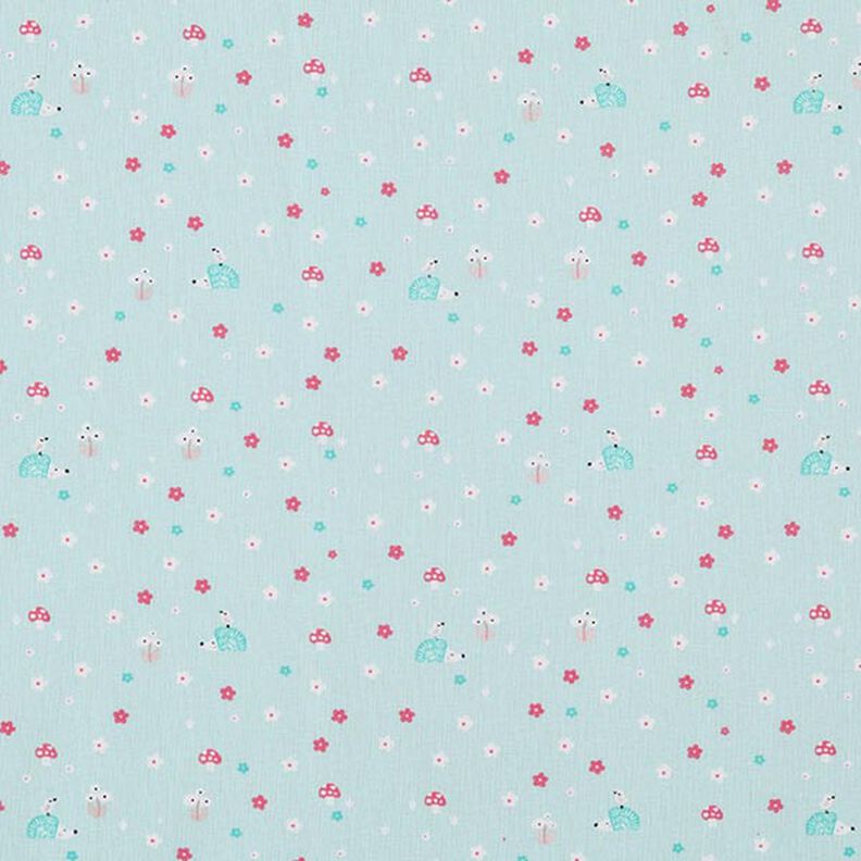 Poplin Hedgehog and Mushrooms – baby blue,  image number 1