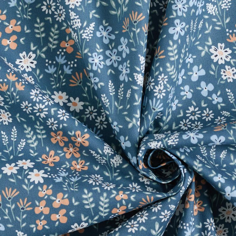 Coated Cotton colourful floral meadow – light wash denim blue/light blue,  image number 4