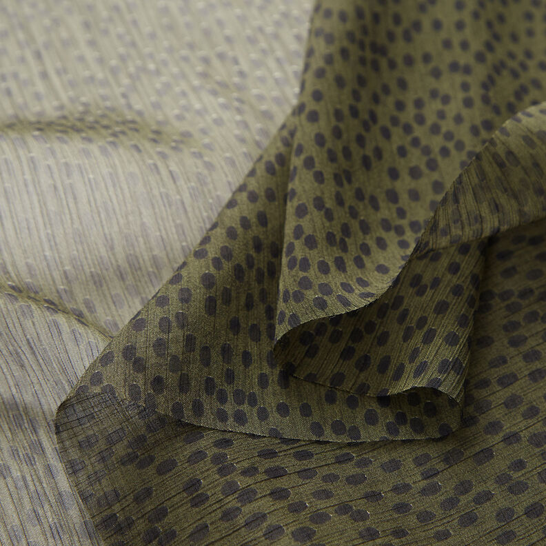 Crêpe chiffon big dots – khaki/black,  image number 3