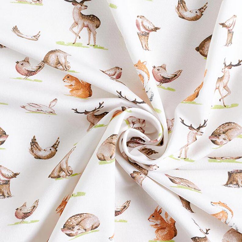 Organic Cotton Jersey Watercolour woodland animals – offwhite,  image number 3