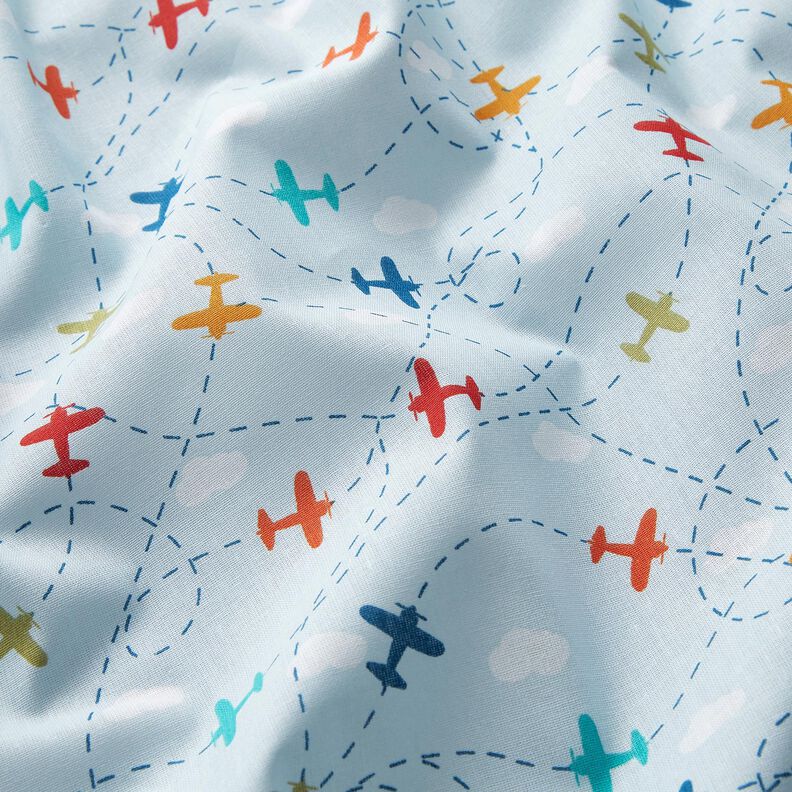Cotton Poplin Aeroplanes in the sky – light blue,  image number 2
