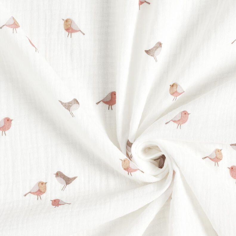 Double Gauze/Muslin Little birds – ivory,  image number 3