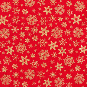 Cotton Poplin Snow Crystals – red/gold, 