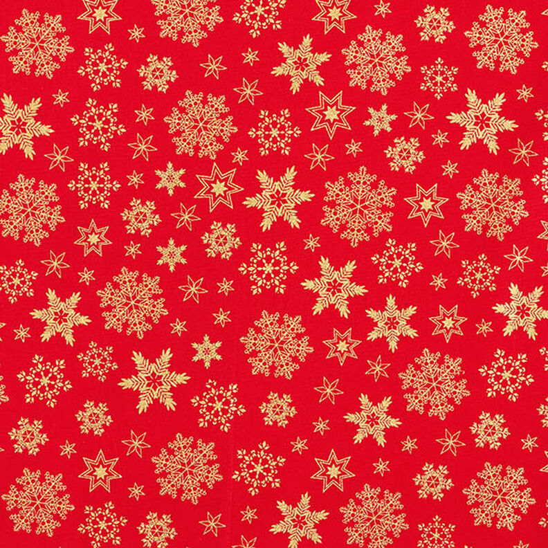 Cotton Poplin Snow Crystals – red/gold, image number 1