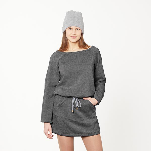 Brushed Melange Sweatshirt Fabric – dark grey,  image number 9