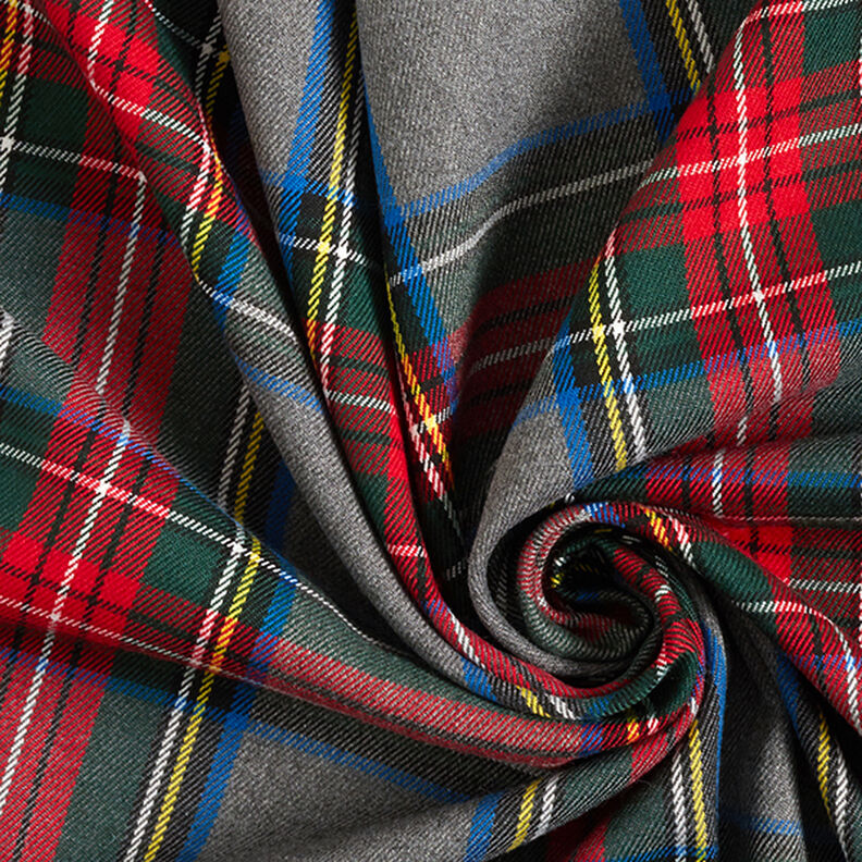 Stretch Trouser Fabric Tartan – slate grey/red,  image number 3