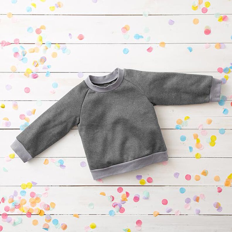 Light Cotton Sweatshirt Fabric Mottled – dark grey,  image number 7