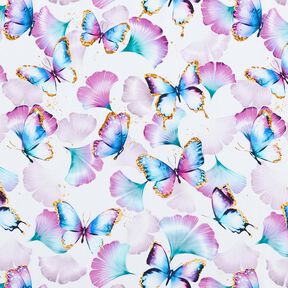 Cotton Jersey Ginkgo Butterflies | Glitzerpüppi  – white, 