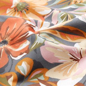 Coated Cotton stylish flowers &ndash; slate grey/ros&eacute;, 