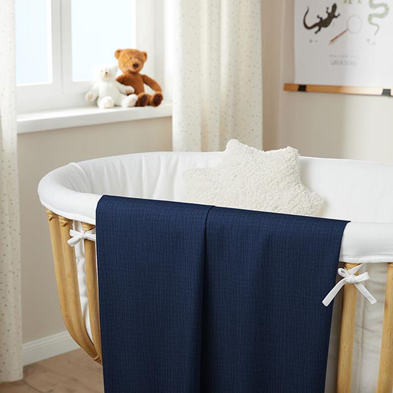 GOTS Triple-Layer Cotton Muslin – midnight blue,  image number 7