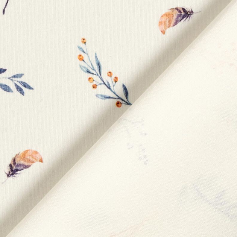 Cotton Jersey tendrils and feathers Digital Print – offwhite, image number 4