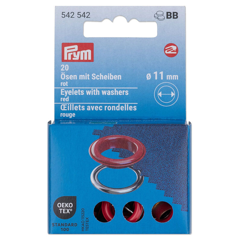 Eyelets with washers [20 pieces | Ø 11 mm] | Prym – red/metallic silver,  image number 1