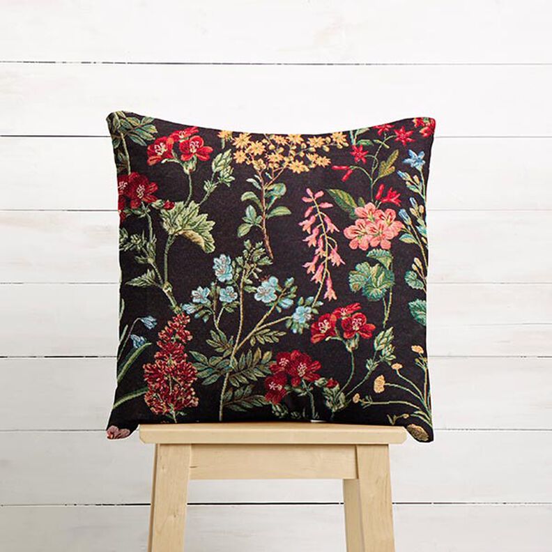 Decor Fabric Tapestry Fabric flower meadow – black,  image number 8