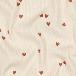Ribbed Jersey Scattered Hearts | Poppy Fabrics – light beige/brown, 
