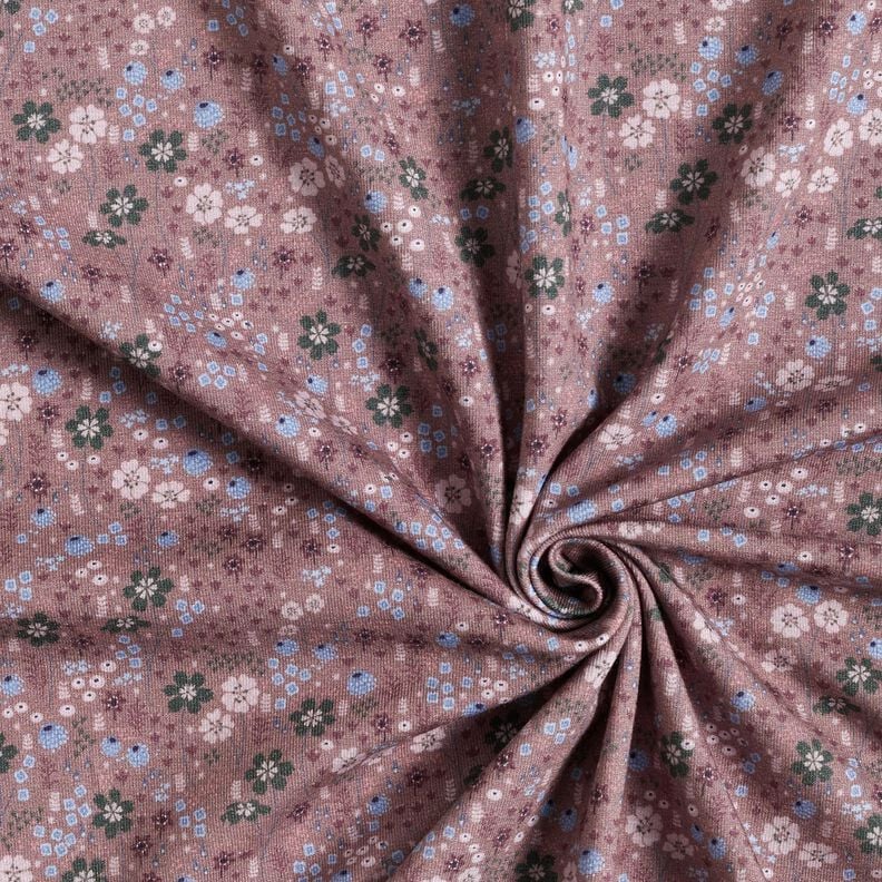 Cotton Jersey Forest flower meadow Digital Print – dark dusky pink,  image number 3