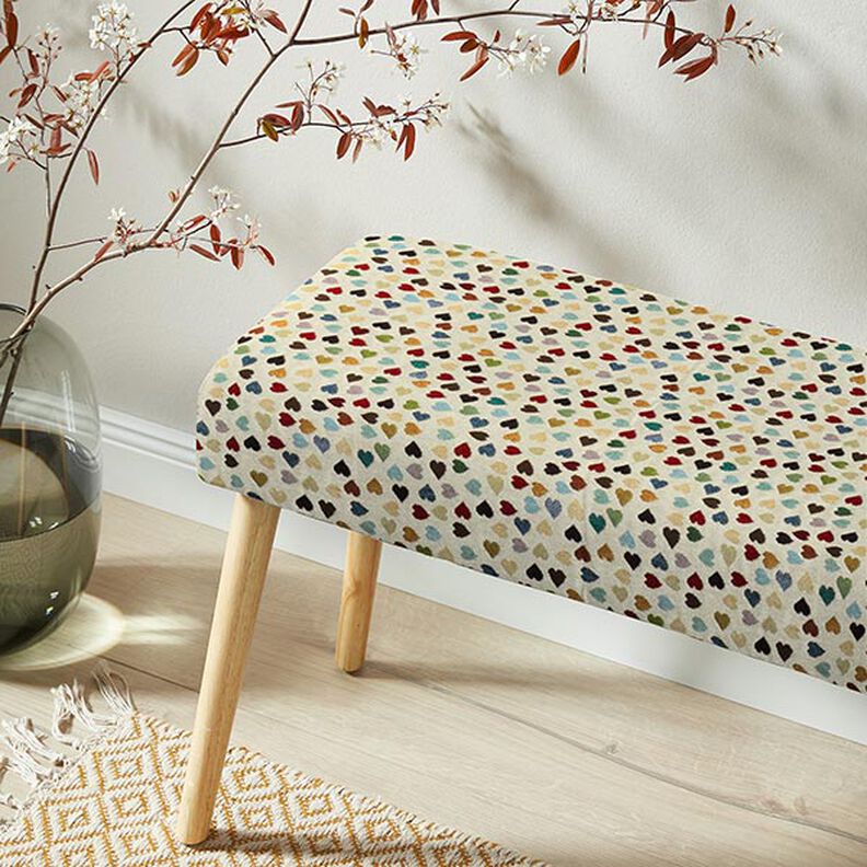 Decor Fabric Tapestry Fabric Scattered Hearts – light beige/petrol, image number 6