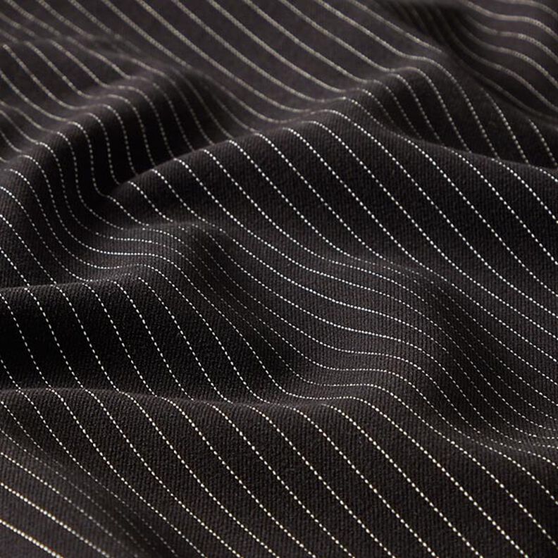 Pinstripe Fine Suiting Fabric 5 mm – black,  image number 4