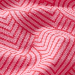 French Terry Overlapping Hearts – pink/fire red, 